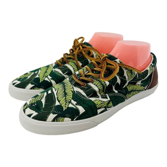 Bucketfeet Mens Tropical Leaf Print Sneakers Size 10 Canvas & Faux Leather - Picture 2 of 13